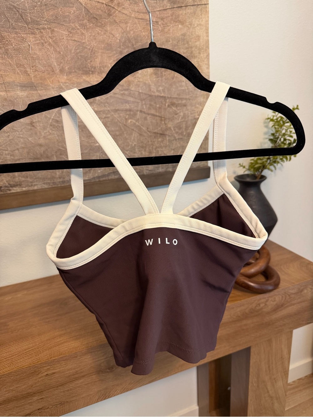 Wilo the Label brown & cream crop top in size S